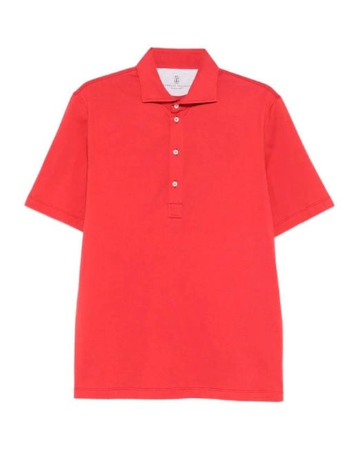 Brunello Cucinelli Red Short-Sleeved Polo Shirt for men