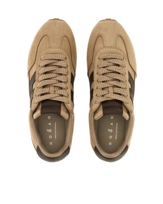 Hogan Brown Low Top Lace Up Sneakers