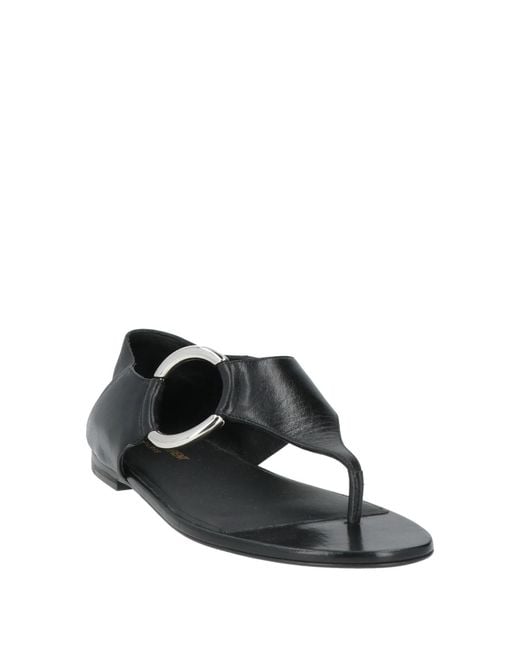 Saint Laurent Black Minimalist Leather Sandals