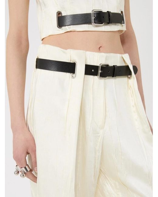 Sportmax White Belted Textured Palazzo Pants