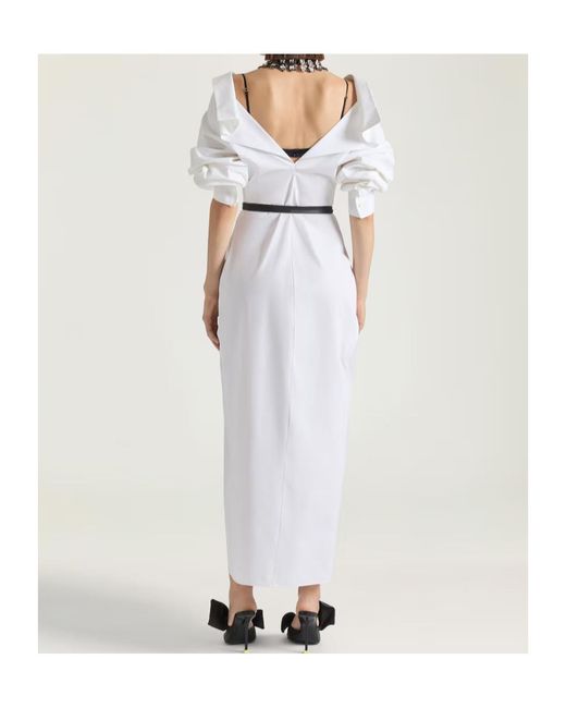 Givenchy White Slashed Long-Sleeve Shirt Dress
