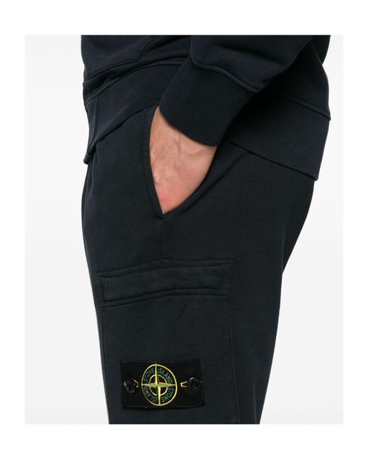 Stone Island Black Patch-Pocket Drawstring Trousers for men