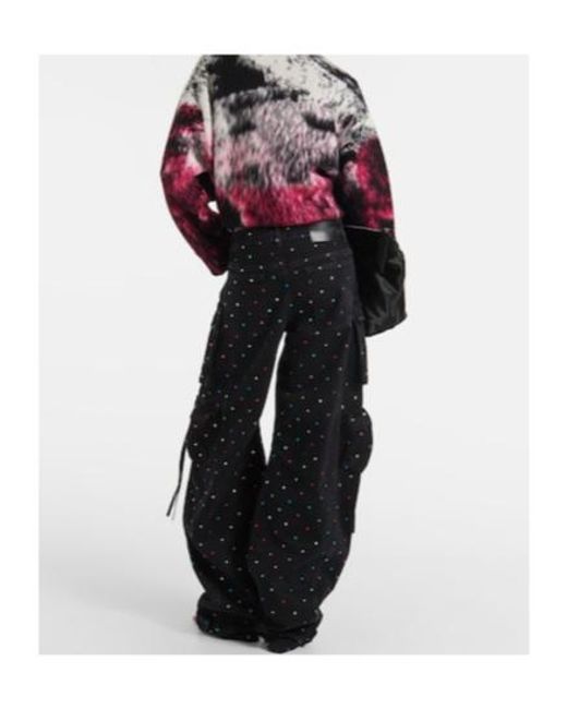 The Attico Black Fern Studded High-Rise Cargo Jeans