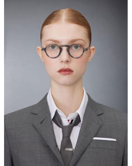 Thom Browne White Eyewear Round Frame Glasses for men