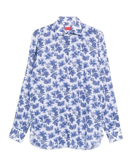 Isaia Blue Long-Sleeved Shirt for men