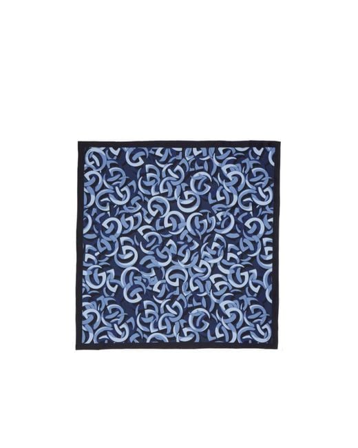 Gucci Blue Printed Silk Pocket Square for men