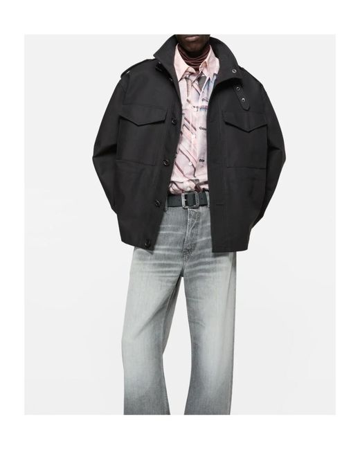 Acne Black Cotton Satin Blouson Jacket for men