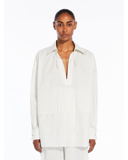 Max Mara White Striped Long-Sleeved Shirt