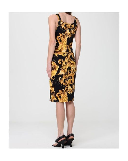 Versace Jeans Metallic Couture Baroque Strap Midi Dress