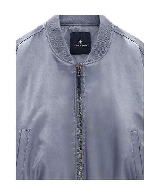Anine Bing Blue Cropped Bomber Jacket