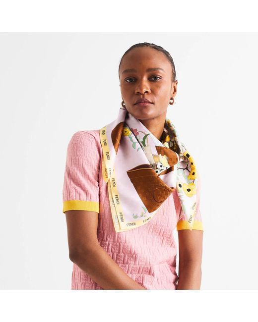 Fendi Metallic Printed Square Scarf