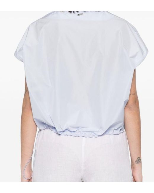 Herno White Drawstring-Hem V-Neck Top