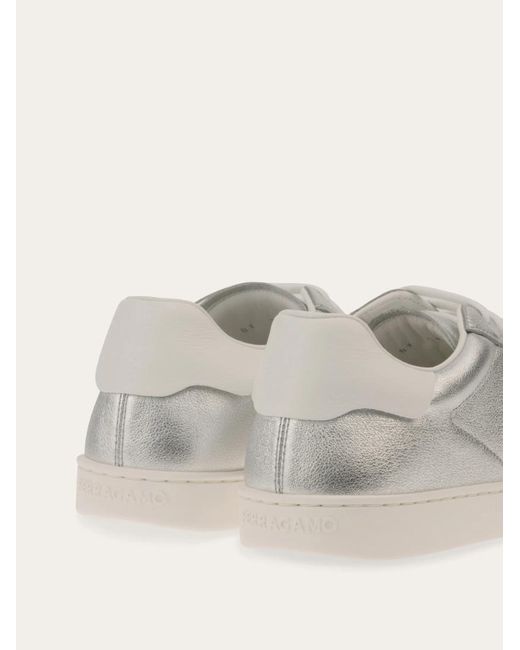 Ferragamo Gray Ferragamo Logo Tag Low-Top Sneakers