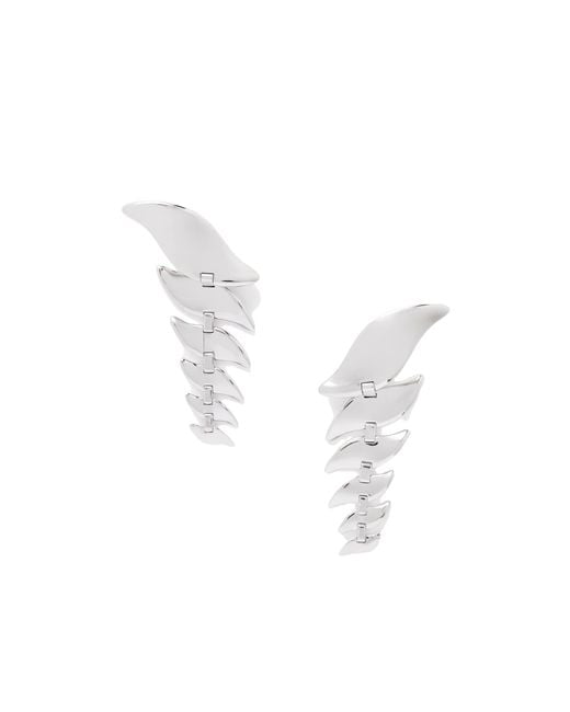 Khaite White Leaf-Tone Earrings