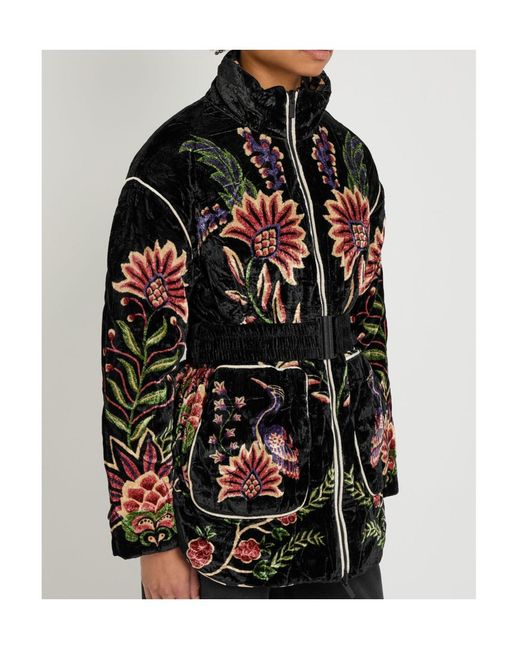 Farm Rio Gray Marvelous Garden Floral-Print Velvet Jacket