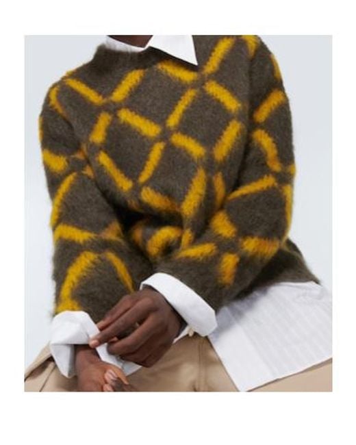 Marni Green Intarsia Mohair-Blend Sweater for men