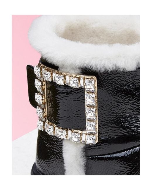 Roger Vivier Black Rhinestone Button Boots