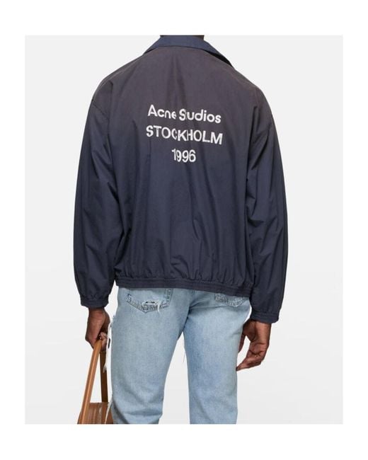 Acne Blue Olando Cotton Poplin Full-Zip Jacket for men