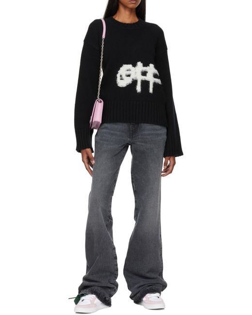 Off-White c/o Virgil Abloh Black Logo-Intarsia Knit Jumper