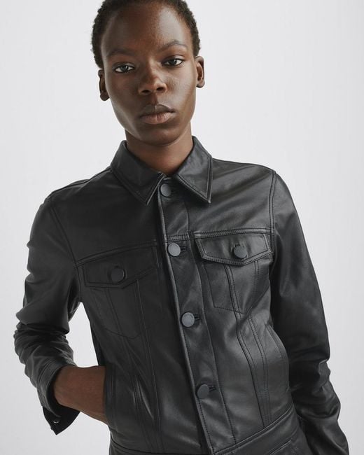 Rag & Bone Black Long-Sleeved Leather Jacket