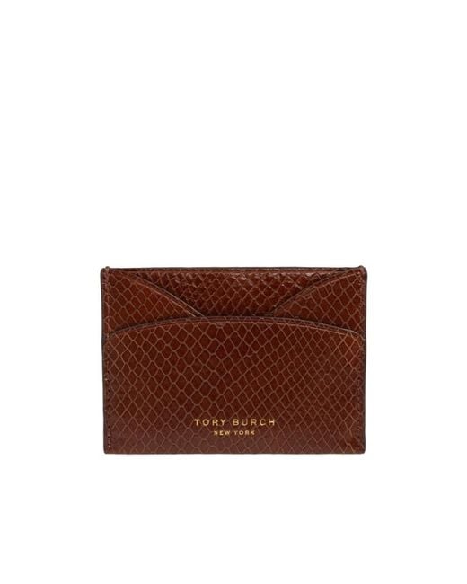 Tory Burch Brown Leather Card Holder