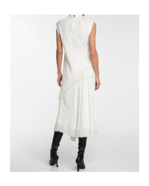 Proenza Schouler White Fringe-Trimmed Crêpe Top