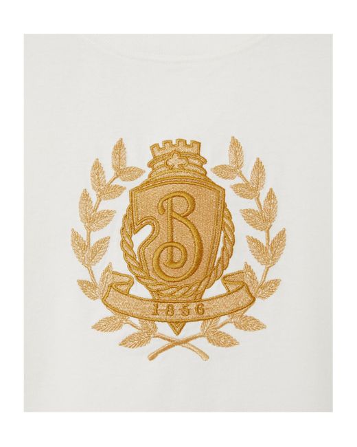 Burberry White Embroidered Crest T-Shirt for men