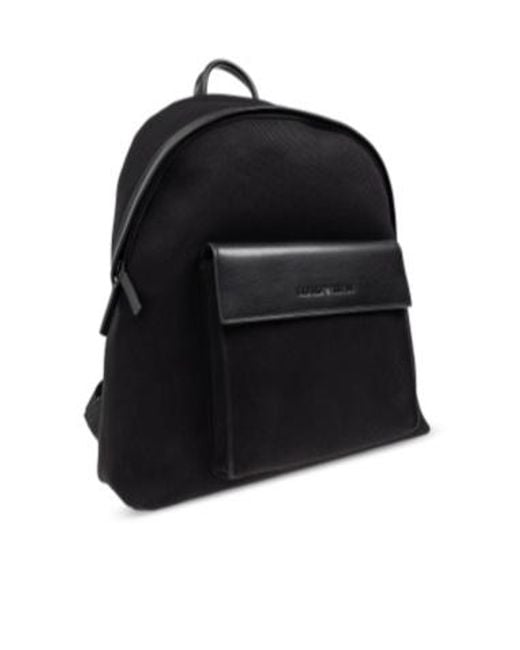 Emporio Armani Black Backpack With Logo Shaped Applique for men