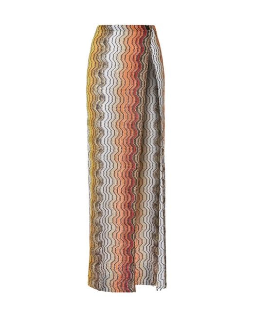 Missoni Brown Chevron Lamé Maxi Skirt