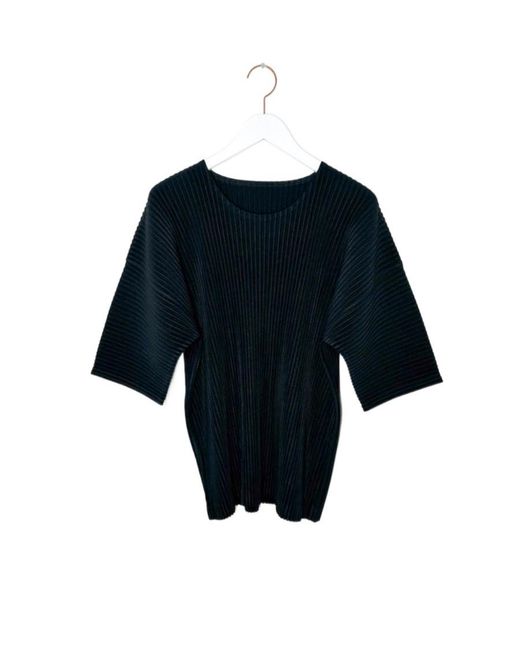 Homme Plissé Issey Miyake Blue Homme Plissé Issey Miyake Mc May Crewneck Pleated T-Shirt for men