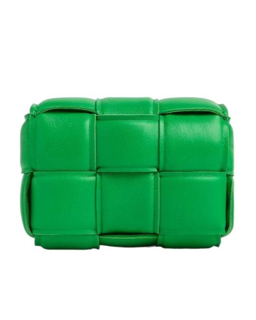 Bottega Veneta Green Woven Logo Detailed Padded Crossbody Bag for men
