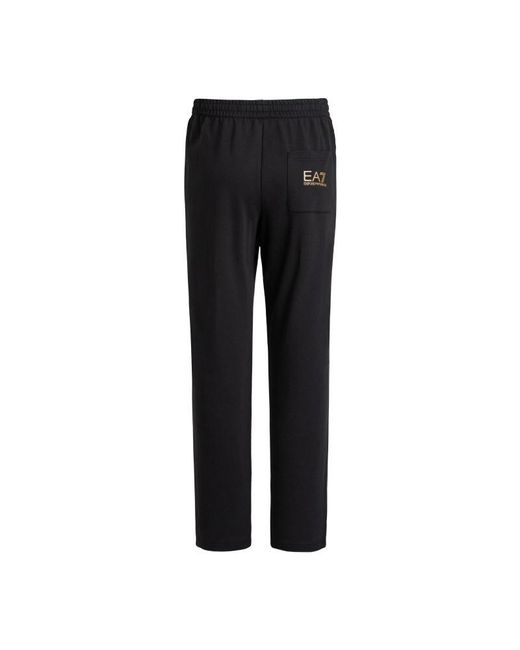 EA7 Black Elastic Waist Casual Pants for men