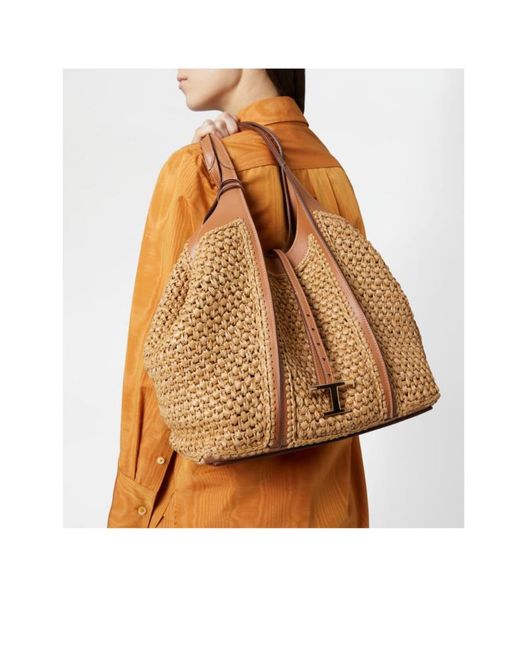 Tod's Brown Timeless Woven Tote Bag