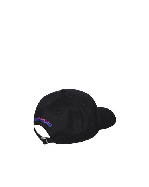 DSquared² Black Logo-Printed Curved Peak Distressed Baseball Cap for men