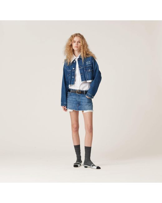 Miu Miu Blue Cropped Denim Jacket