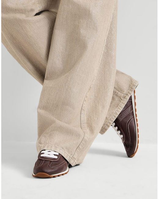 Brunello Cucinelli Brown Grained Soft Leather Runners With Shiny Loops