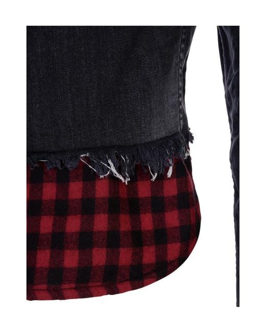 DSquared² Blue Panelled Button-Up Jacket