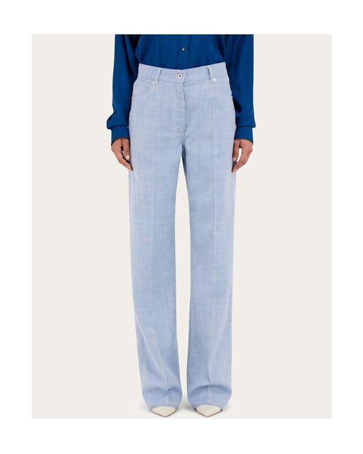 Ferragamo Blue Five-Pocket Pants