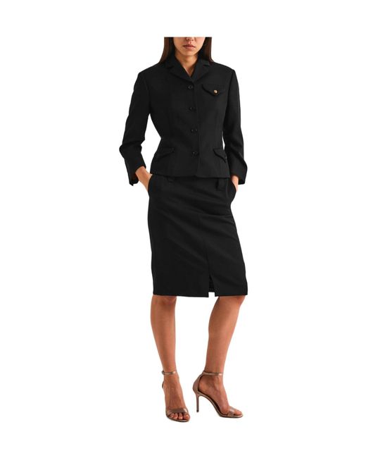 Versace Black Waist-Hugging Single- Suit Jacket