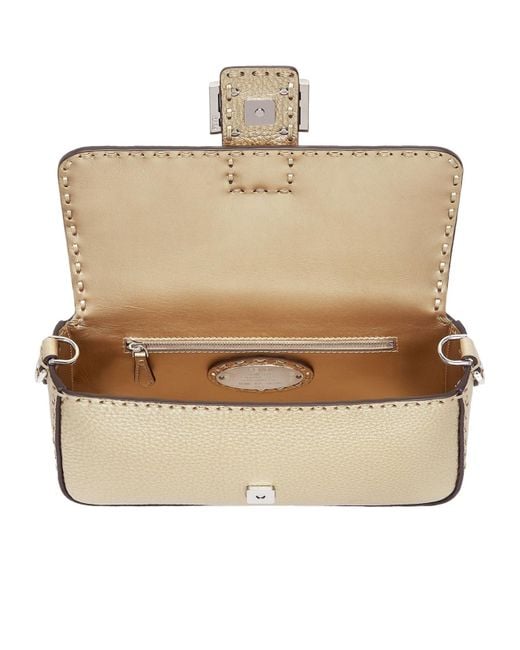 Fendi Metallic Topstitches Ff Buckled Baguette Bag