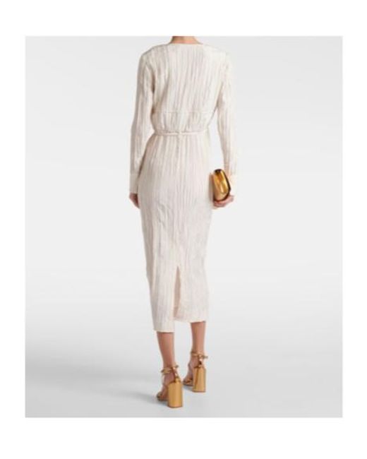 Altuzarra White Carol Tie-Detail Satin Midi Dress