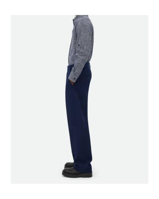 Bottega Veneta Blue Straight Leg Trousers for men