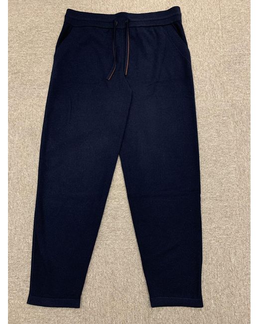 Loro Piana Blue Drawstring Knitted Pants for men