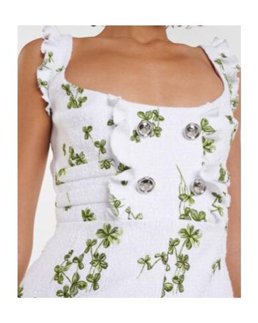 Giambattista Valli White Embroidered Bouclé Minidress