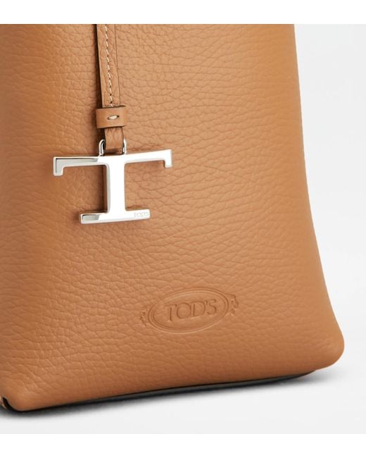 Tod's Brown T-Timeless Pendant Detailed Micro Tote Bag