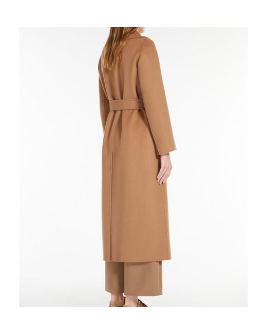 Max Mara Natural Wool Coat With Belt And Wraparound Silhouette