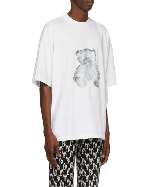 we11done White Negative Teddy Print T-Shirt for men