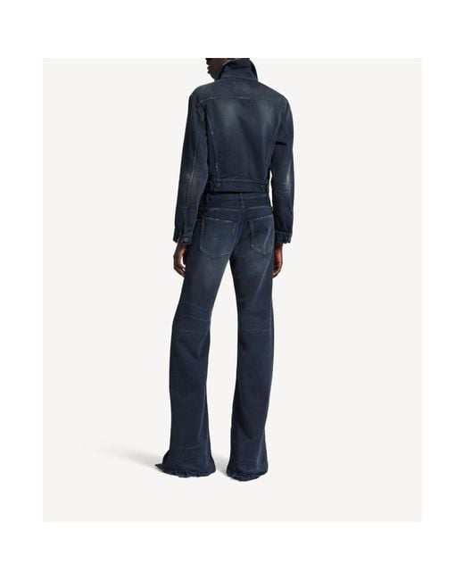 Balenciaga Blue Curved Waistband Denim Jacket