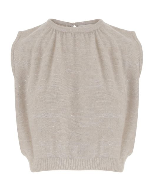 arch4 Gray Sequinned Sleeveless Knitted Top