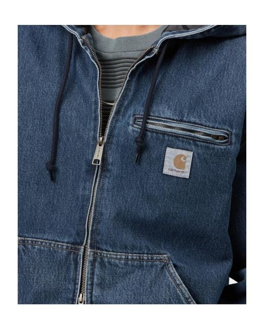 Carhartt Blue Cleveland Hooded Denim Jacket for men